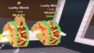 Taco Lucky Blocks spawn on the conveyor belt on Taco Tuesdays (Image via Roblox)